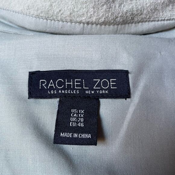 Rachel Zoe Light Sage Green Button Down Collared Fleece Teddy (Size: 1X) - Picture 7 of 9